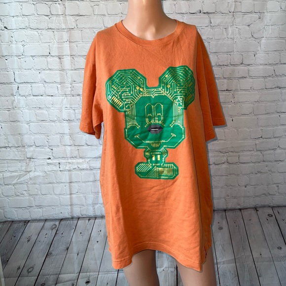 Disney Tops - Disney Uniqlo Orange & Green mickey mouse shirt size L